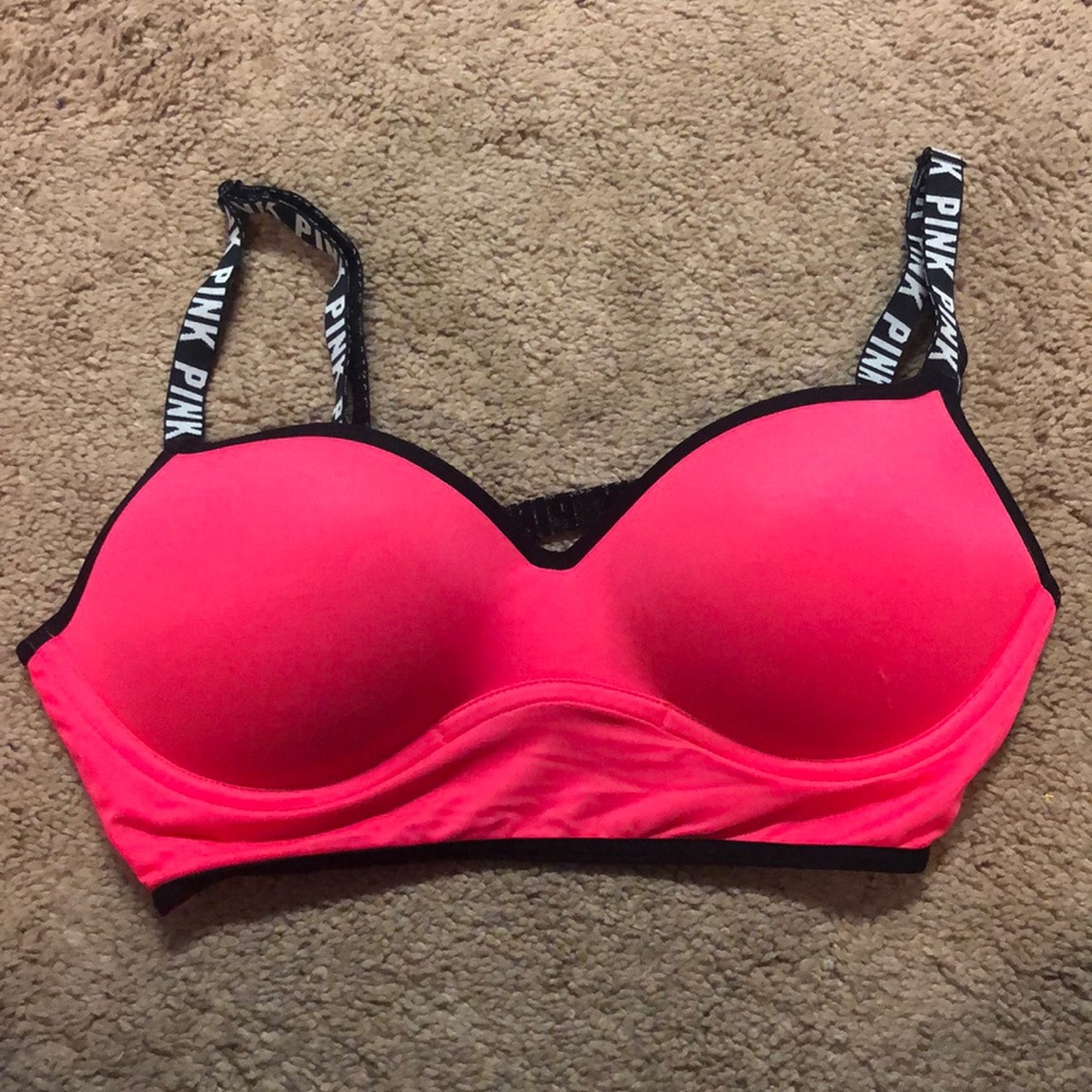 Pink push up sports bra
